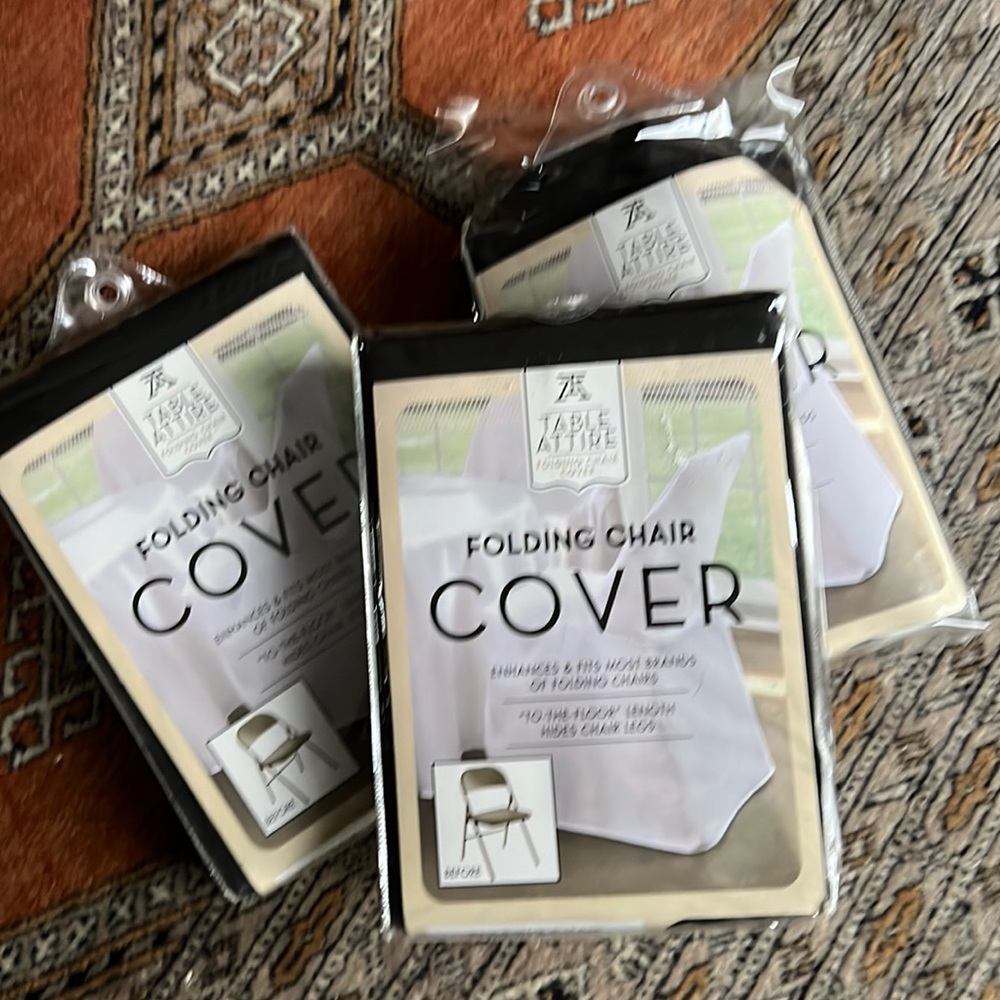 3 pcs Folding Chair Covers Black Fabric Slipcovers